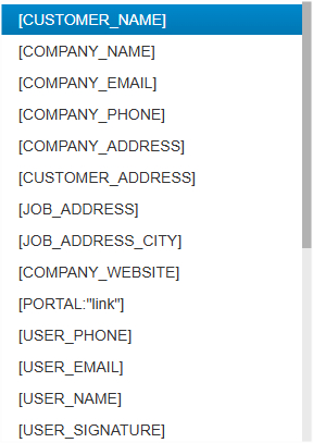 Email template variables