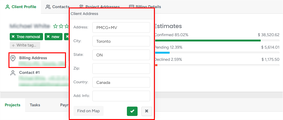 Billing address