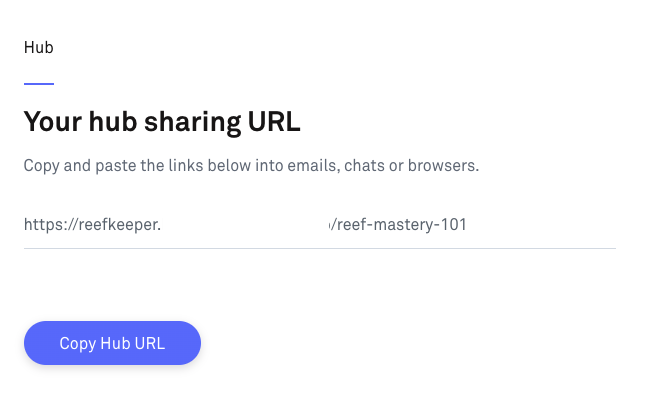 Hub settings share link
